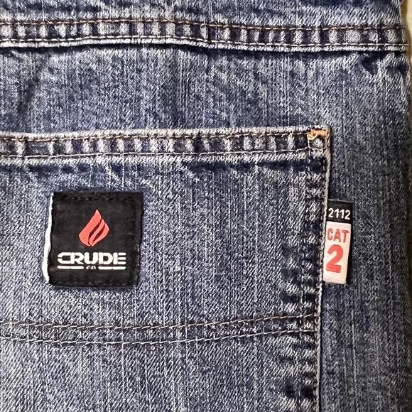 Crude FR Jeans Mens 38x30 Blue Denim FR Westex Flame Resistant CAT 2 NFPA 2112 - Picture 4 of 12